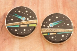 Calvin Begay Night Sky Sterling Silver Post Earrings